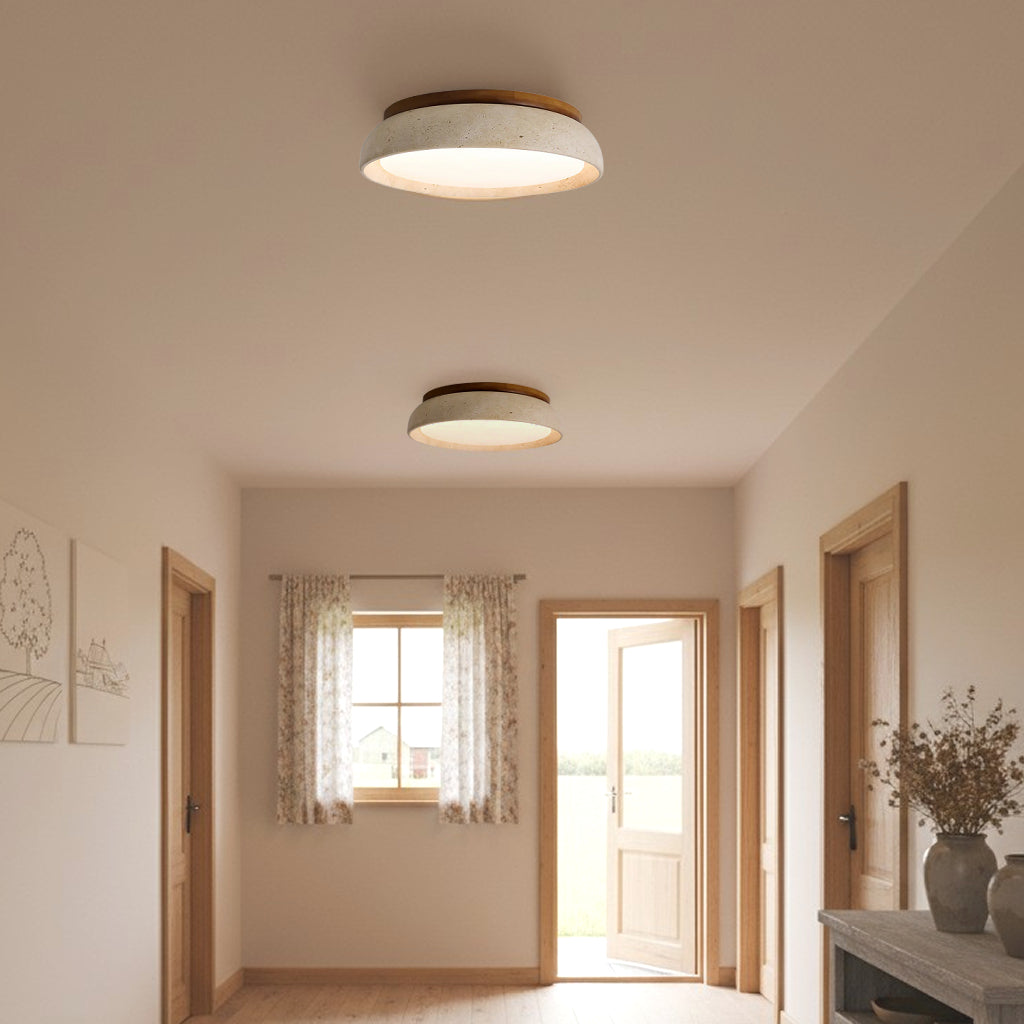 Plafón LED de travertino Lajara en un dormitorio nórdico – imagen 11