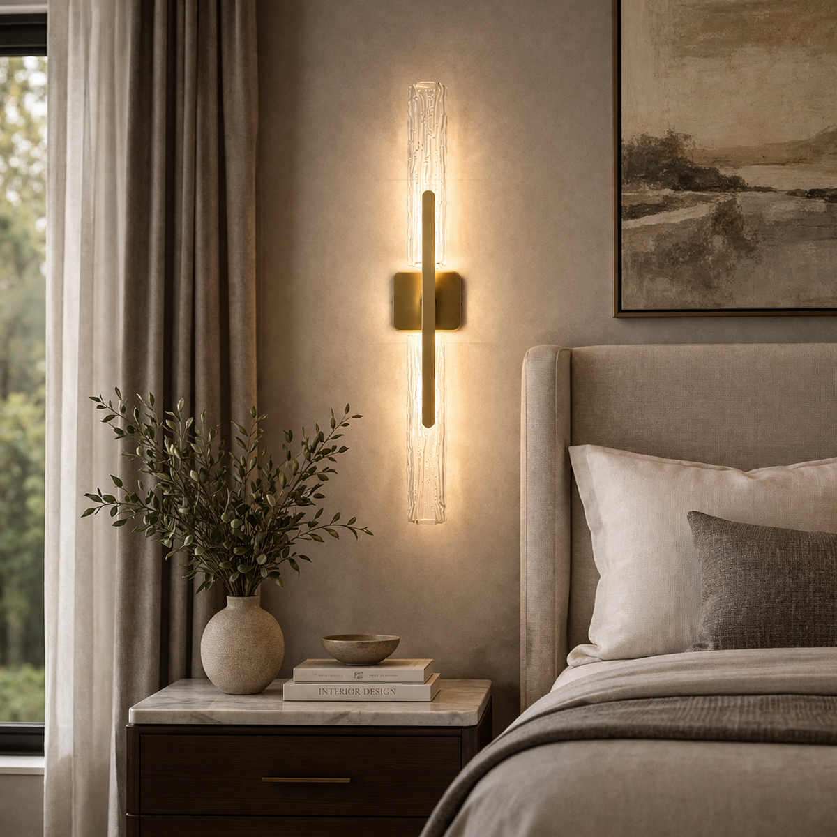 Aplique de pared LED vertical Ondera en un ambiente acogedor – imagen 11