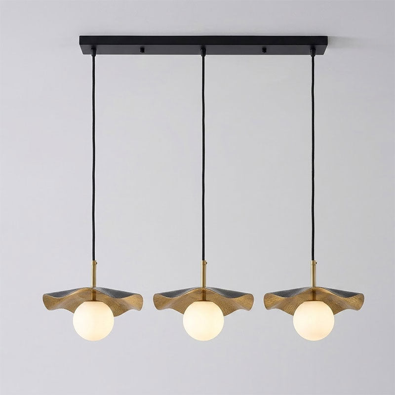Lámpara colgante de alabastro Hojalba – versión de 3 luces en barra lineal