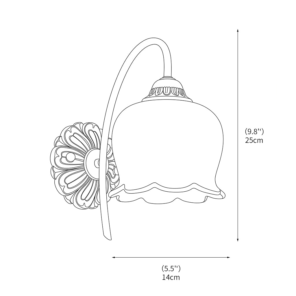 Aplique de pared tulipán de latón Itulia – medidas