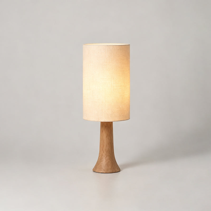 Lámpara de mesa de madera Bosela – base de madera natural, Ø 25 × 66 cm
