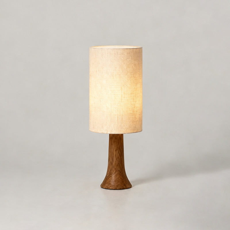 Lámpara de mesa de madera Bosela – base de nogal, Ø 25 × 66 cm