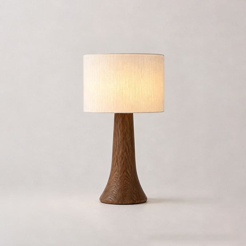 Lámpara de mesa de madera Bosela – base de nogal, pantalla ancha