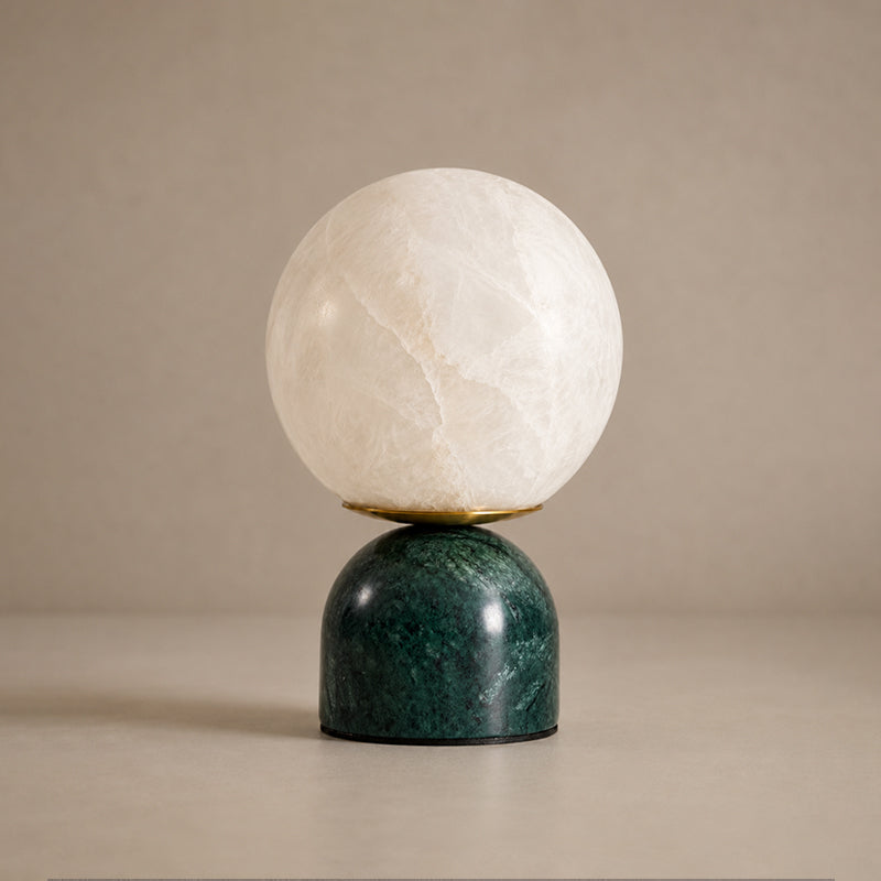 Lámpara de mesa de alabastro Selenza – con base de mármol verde