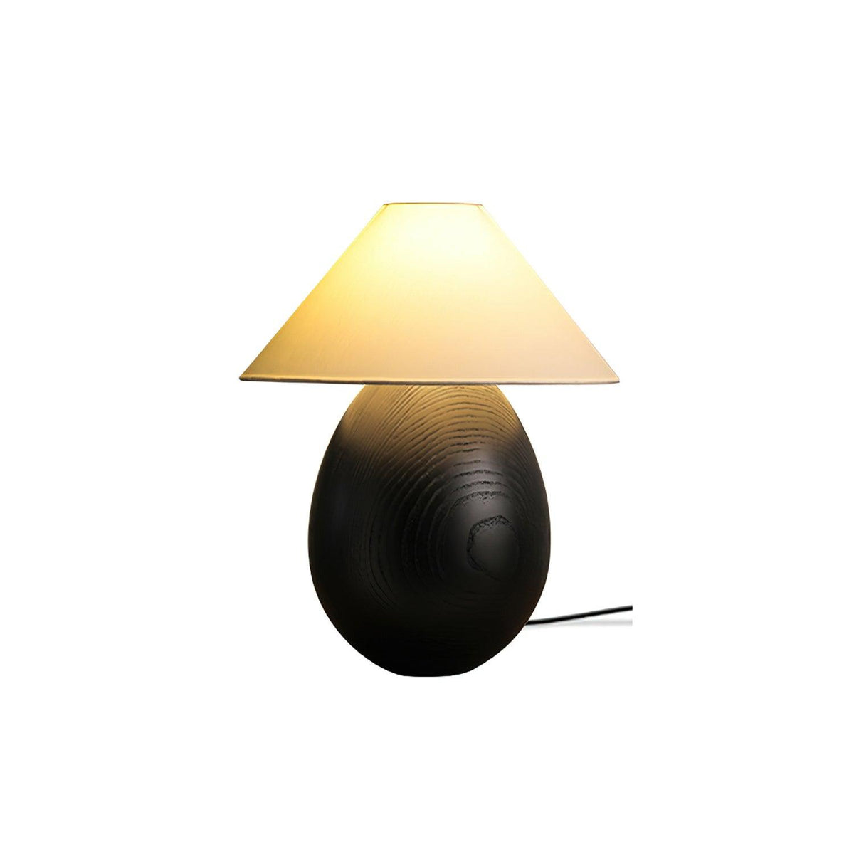 Lámpara de mesa Inuez de madera – base redonda en negro