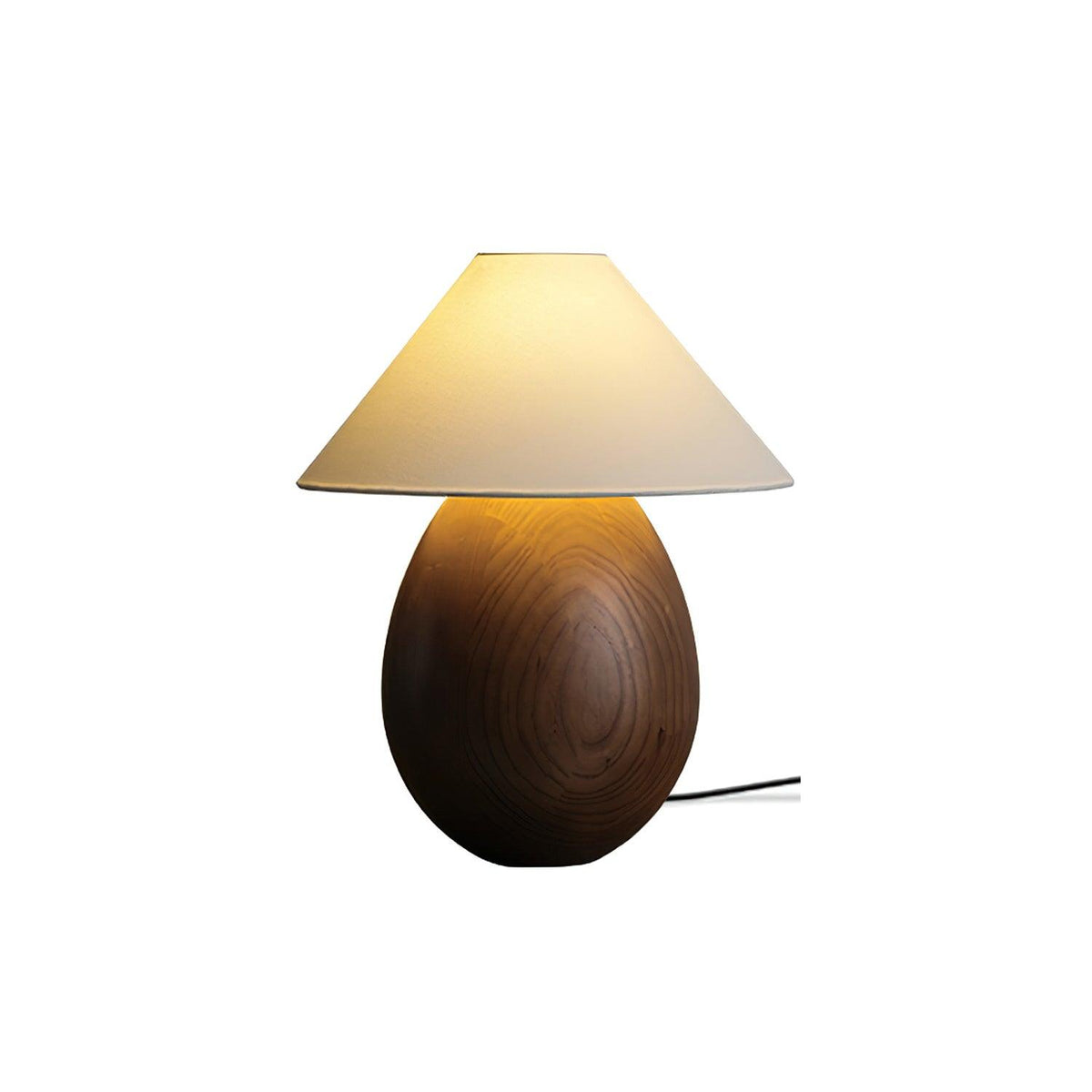 Lámpara de mesa Inuez de madera – base redonda en nogal
