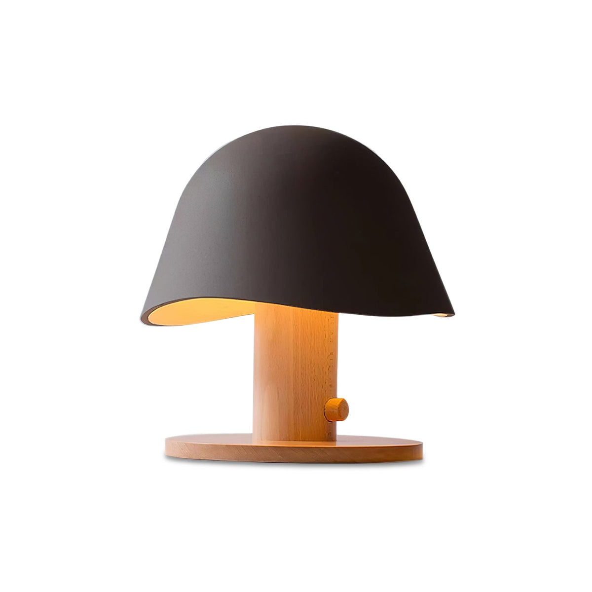 Bosquela - Lámpara de Mesa Seta con Pantalla de Resina y Base de Madera