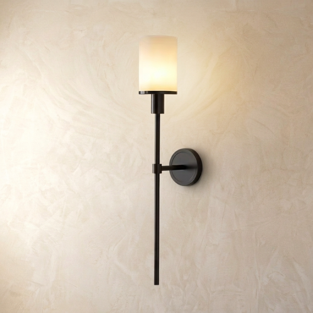 Aplique de pared de alabastro Walba – negro