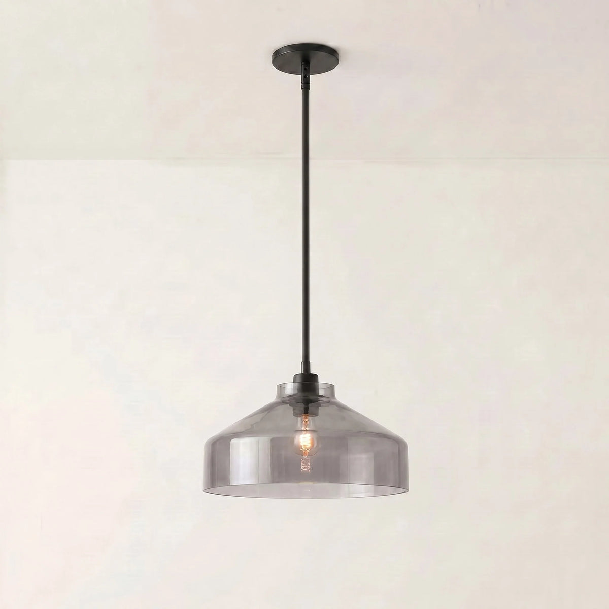 Lámpara colgante nórdica Salvena – Ø 41 cm, cristal ahumado, bronce oscuro