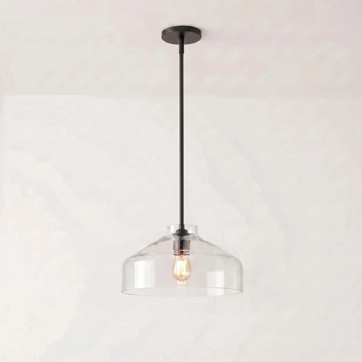 Lámpara colgante nórdica Salvena – Ø 41 cm, cristal transparente, bronce oscuro