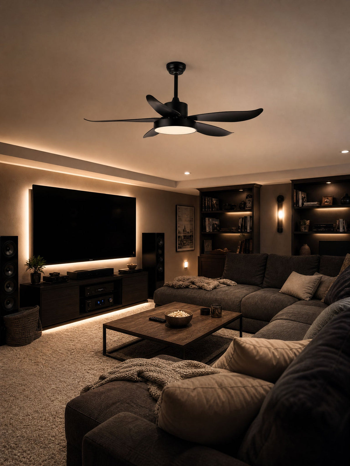 Ventilador de techo con luz Planeo en un salón moderno – imagen 6