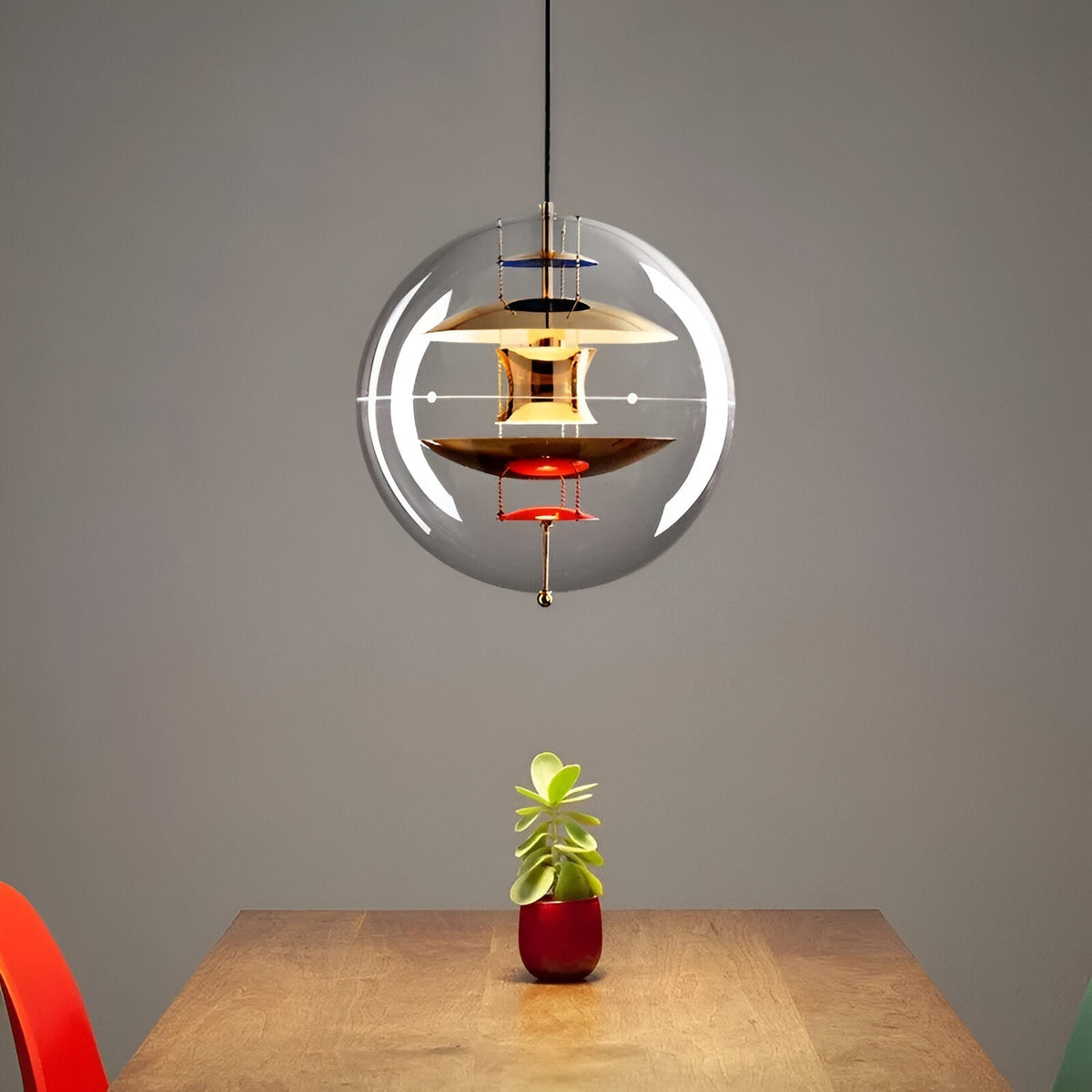 Lámpara colgante esfera de acrílico Globera – en dorado