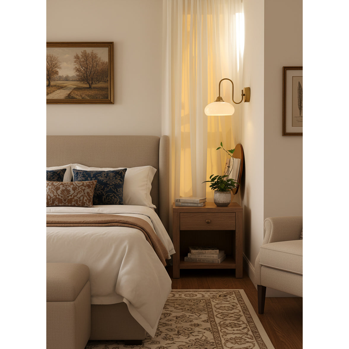 Aplique de pared de cristal Pomela en un dormitorio acogedor – imagen 12