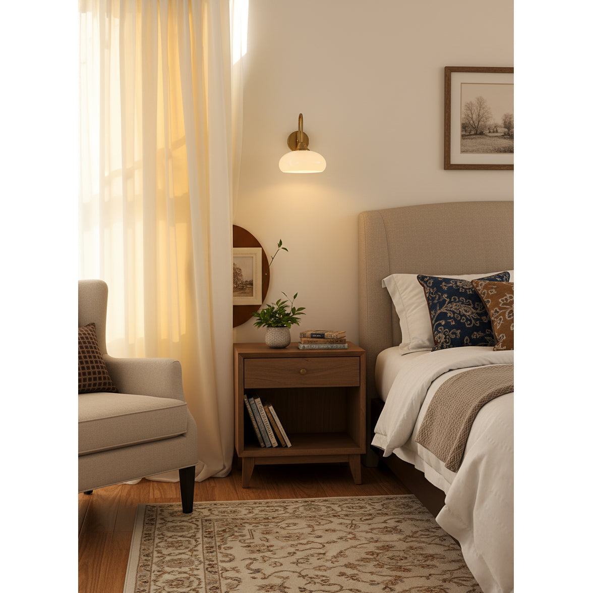 Aplique de pared de cristal Pomela en un dormitorio acogedor – imagen 13