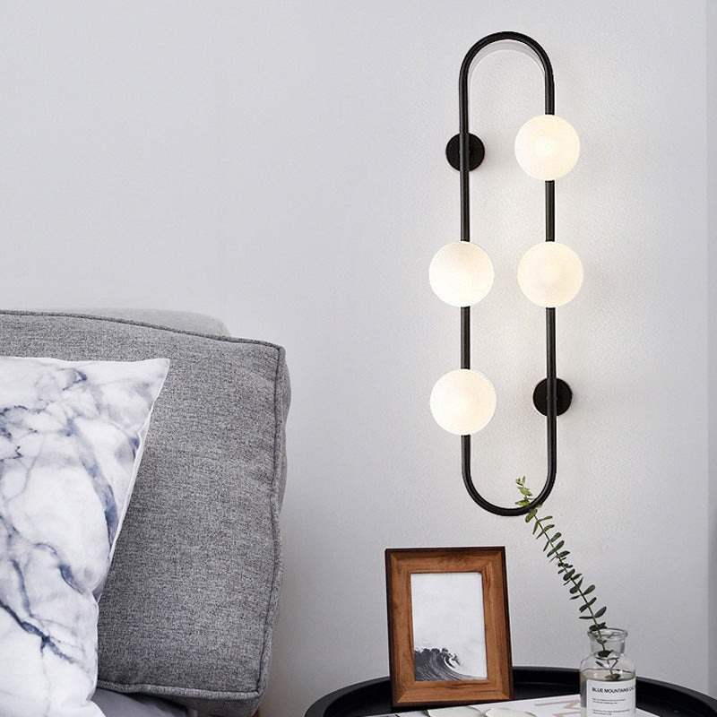 LuzAura - Lámpara de Pared Bolas de Cristal Negro Dorado Moderna Diseño Elegante