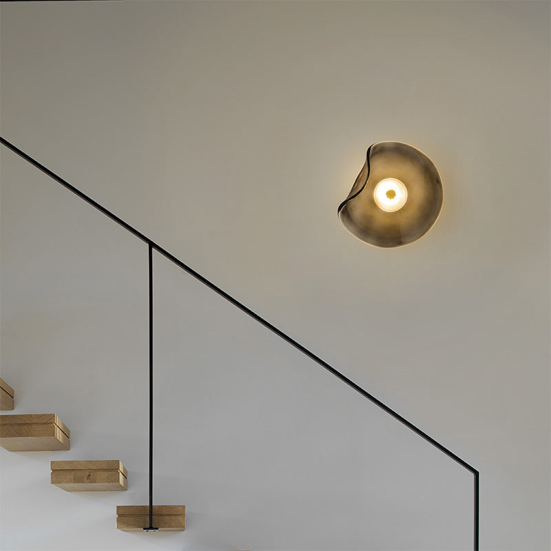 Orleya - Lámpara de Pared Decorativa Moderna con Pantalla de Vidrio Ahumado Ámbar - Iluminación LED Estilo Nórdico