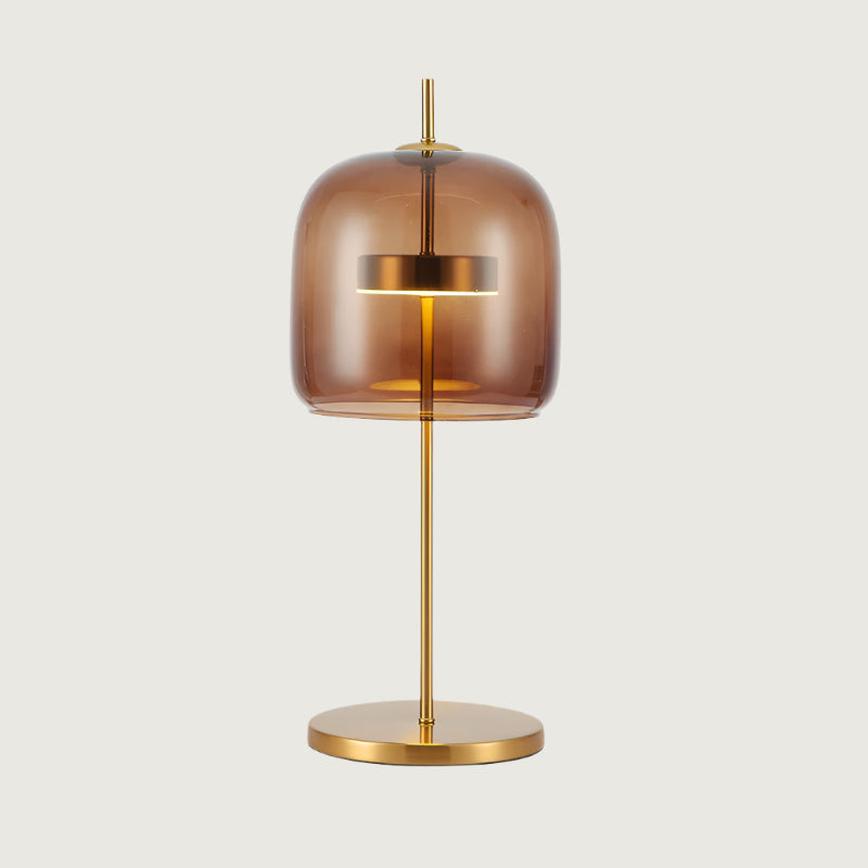 NebulaLuz - Lámpara de Mesa de Vidrio Ahumado Elegante Ámbar Gris Ahumado Oro