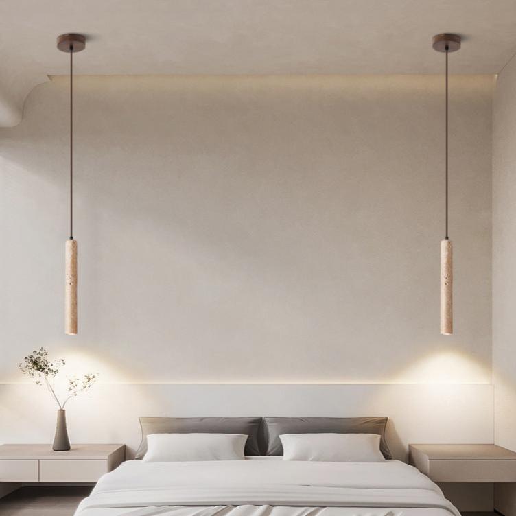 Lámpara colgante de travertino Cañalita – a ambos lados de la cama