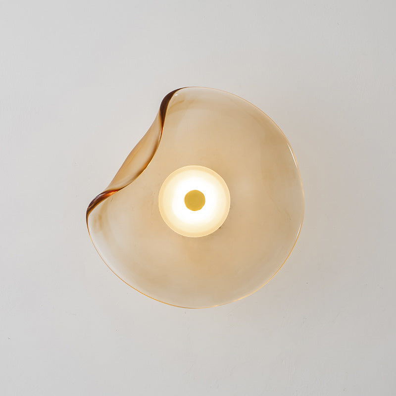 Orleya - Lámpara de Pared Decorativa Moderna con Pantalla de Vidrio Ahumado Ámbar - Iluminación LED Estilo Nórdico