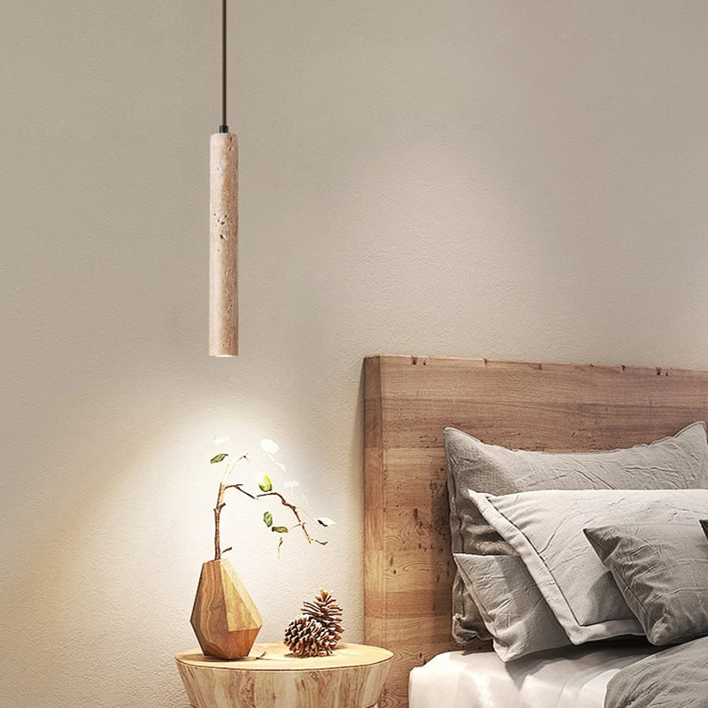 Lámpara colgante de travertino Cañalita – junto a la cama