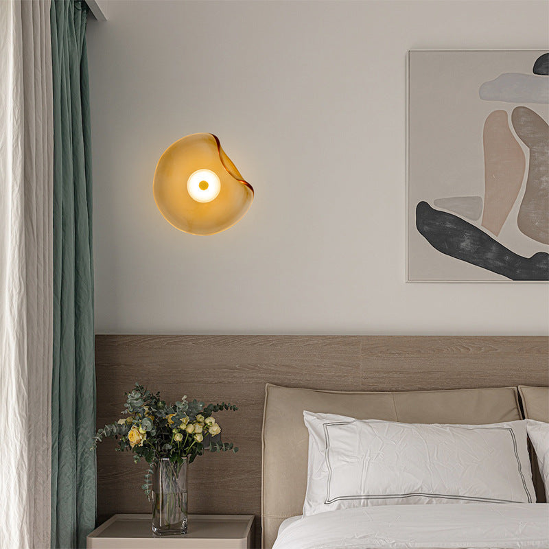 Orleya - Lámpara de Pared Decorativa Moderna con Pantalla de Vidrio Ahumado Ámbar - Iluminación LED Estilo Nórdico