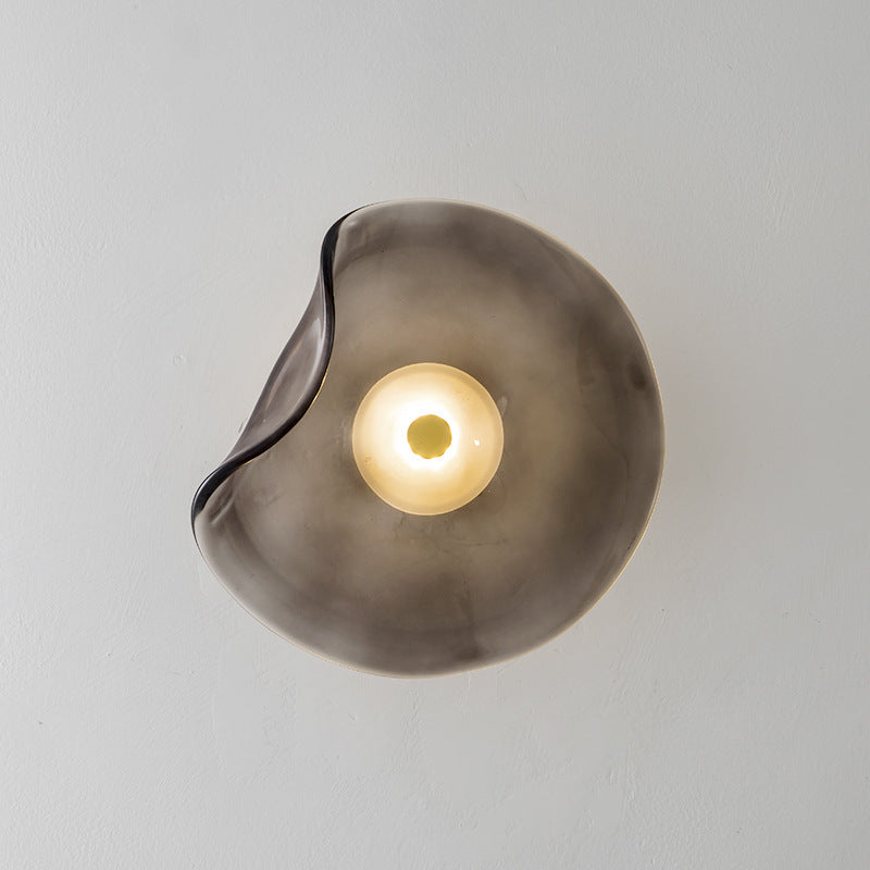 Orleya - Lámpara de Pared Decorativa Moderna con Pantalla de Vidrio Ahumado Ámbar - Iluminación LED Estilo Nórdico