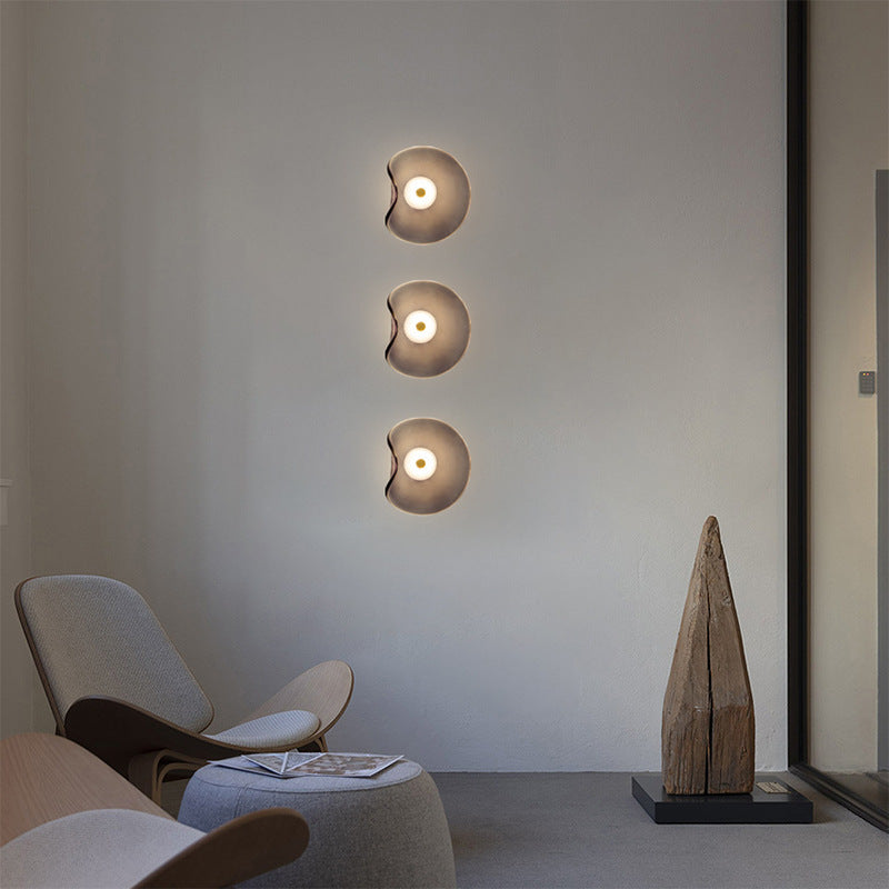 Orleya - Lámpara de Pared Decorativa Moderna con Pantalla de Vidrio Ahumado Ámbar - Iluminación LED Estilo Nórdico