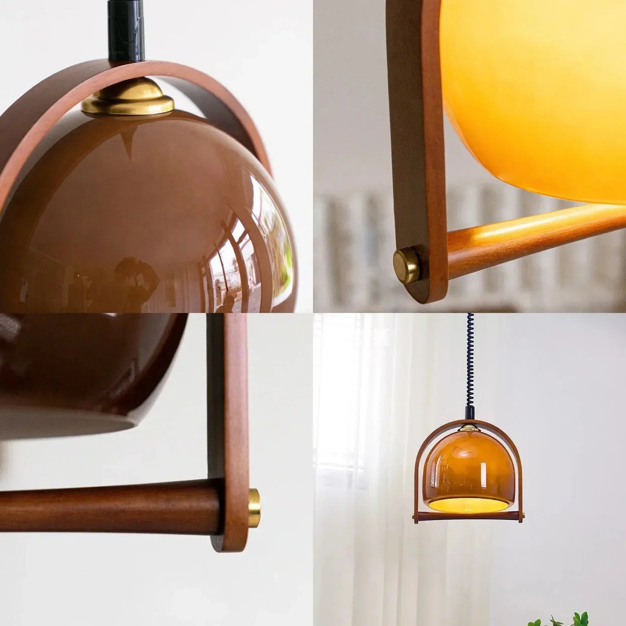 LuzVérsatil - Lámpara Colgante Retro de Madera y Vidrio