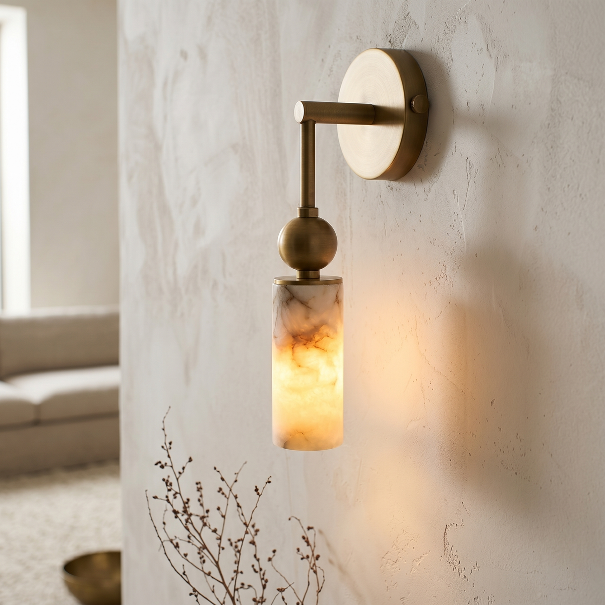 Aplique de pared de alabastro Halbara junto a la cama – imagen 22