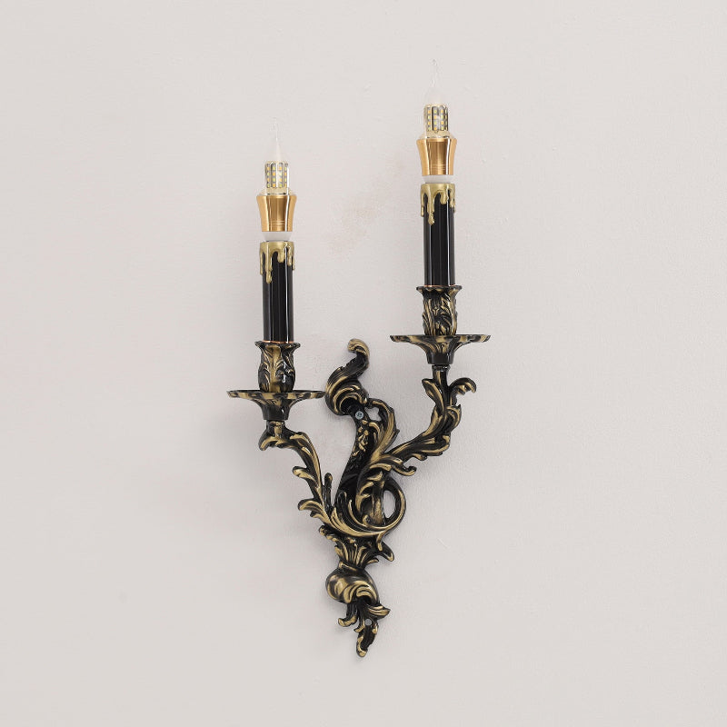 Aplique de pared rococó de latón Ledora – latón negro de cerca