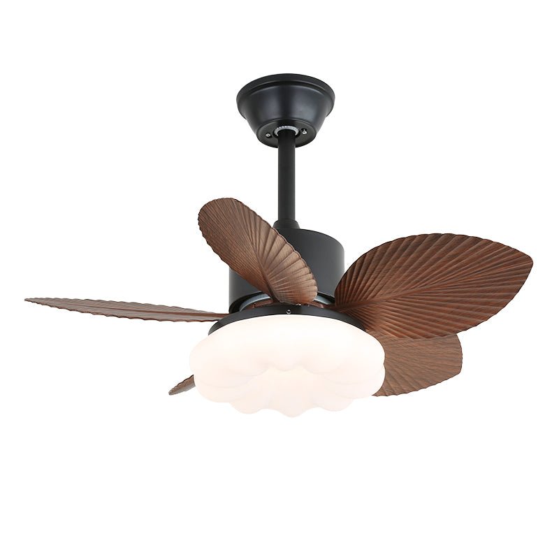 Ventilador de techo con luz Lupalma – negro y nogal, flor blanca