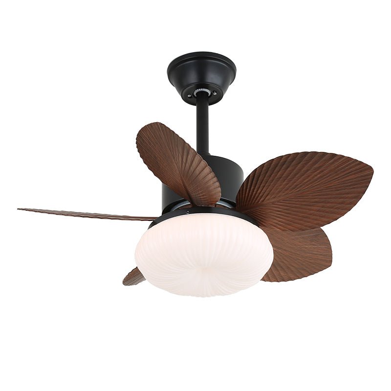 Ventilador de techo con luz Lupalma – negro y nogal, cúpula blanca