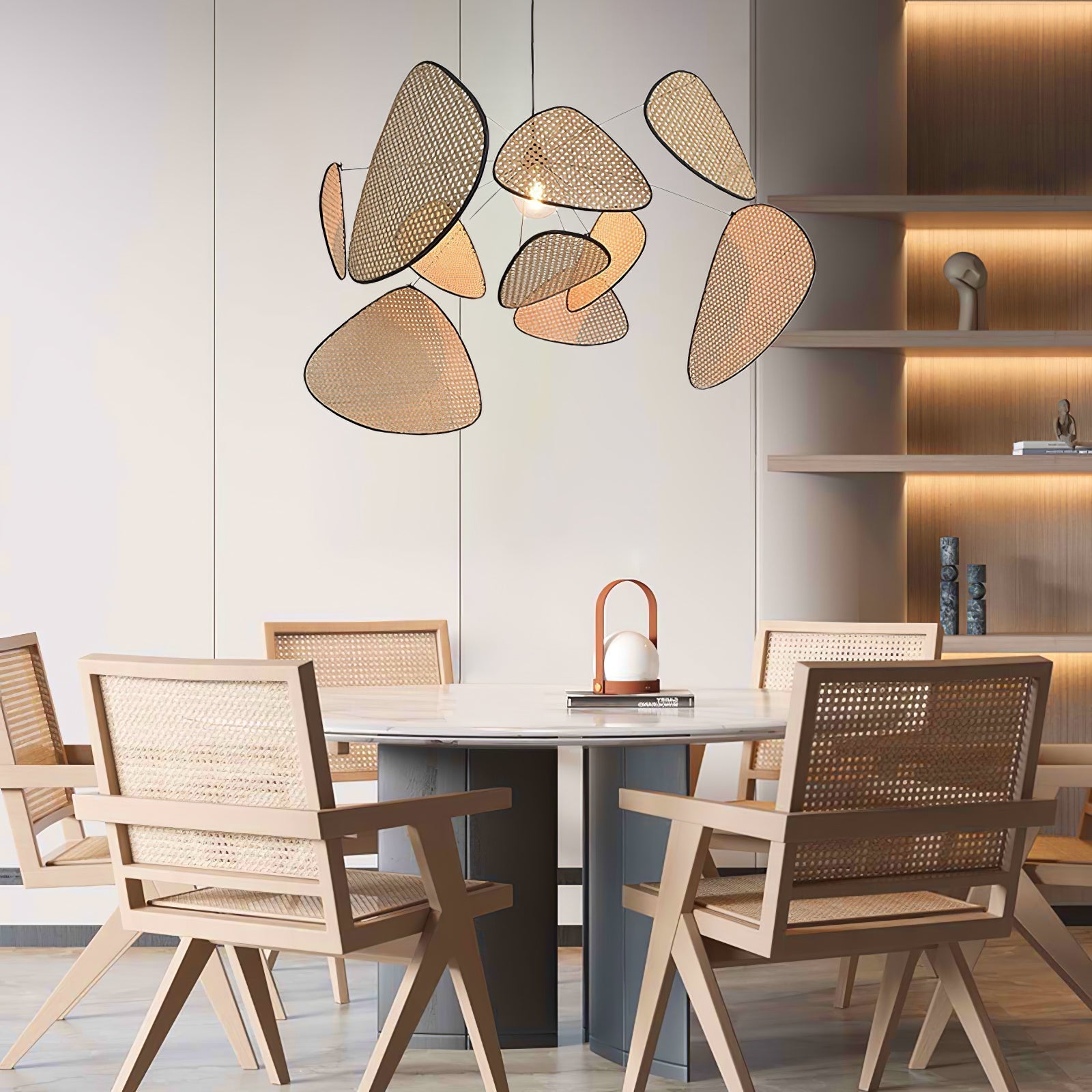 Pantalla de Suspensión de Rattan con Luz LED - Diseño Retro y Moderno 2