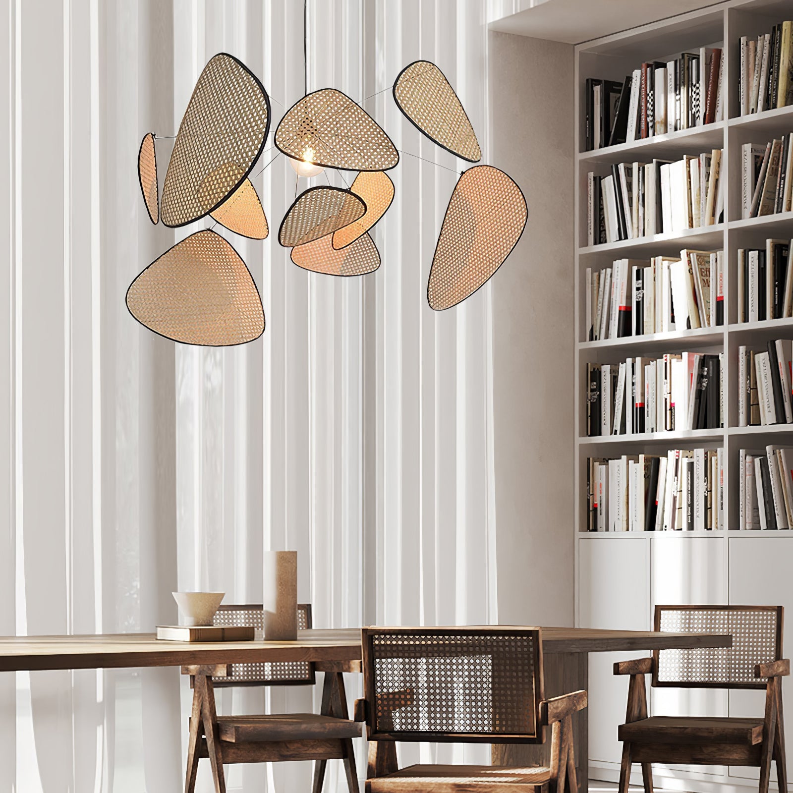 Pantalla de Suspensión de Rattan con Luz LED - Diseño Retro y Moderno 4