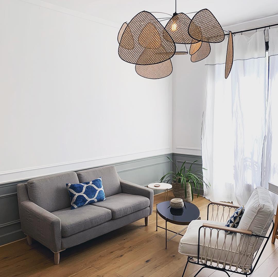 Pantalla de Suspensión de Rattan con Luz LED - Diseño Retro y Moderno 8