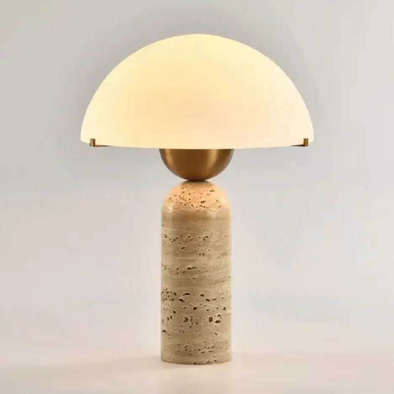Lámpara de mesa de piedra natural Cupelia – travertino beige