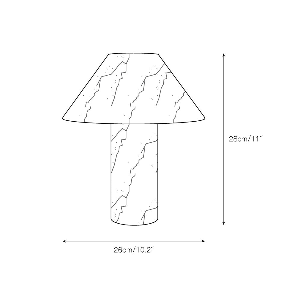 Lámpara de mesa de mármol Setona – plano de medidas 26 x 28 cm