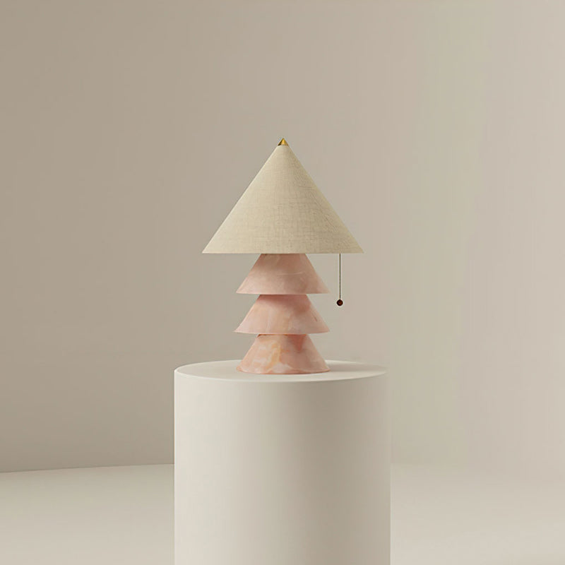 Lámpara de mesa de mármol Zigura – en rosa con pantalla beige