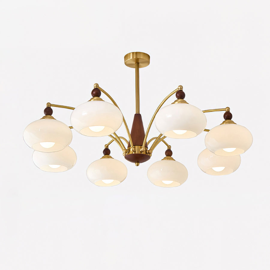 Lámpara de araña retro Tostela – dorado y blanco, 8 luces · Ø 88 cm