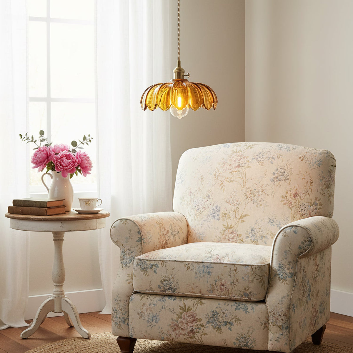 Lámpara colgante retro Esmalda sobre una mesa de comedor – imagen 8