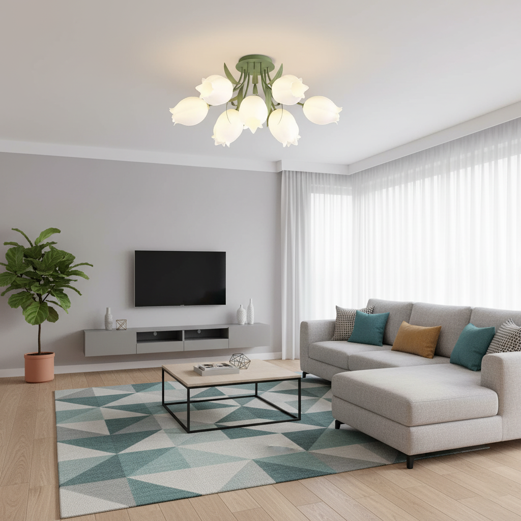 Lámpara de techo de flores Campiña en un salón luminoso – imagen 8