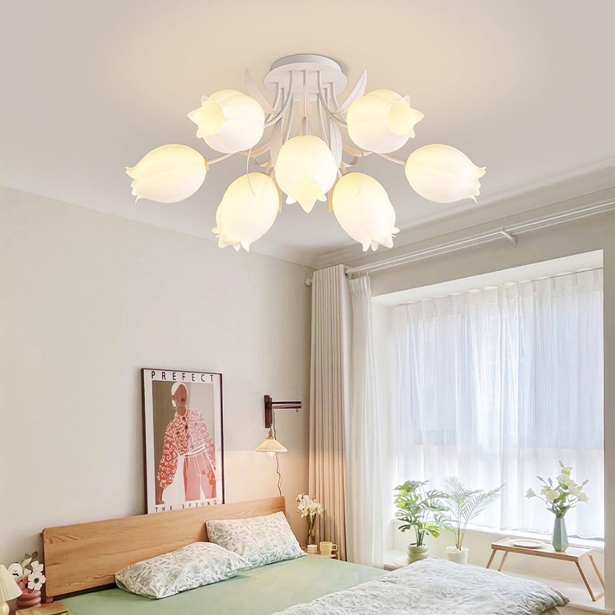 Lámpara de techo de flores Campiña en un salón luminoso – imagen 25