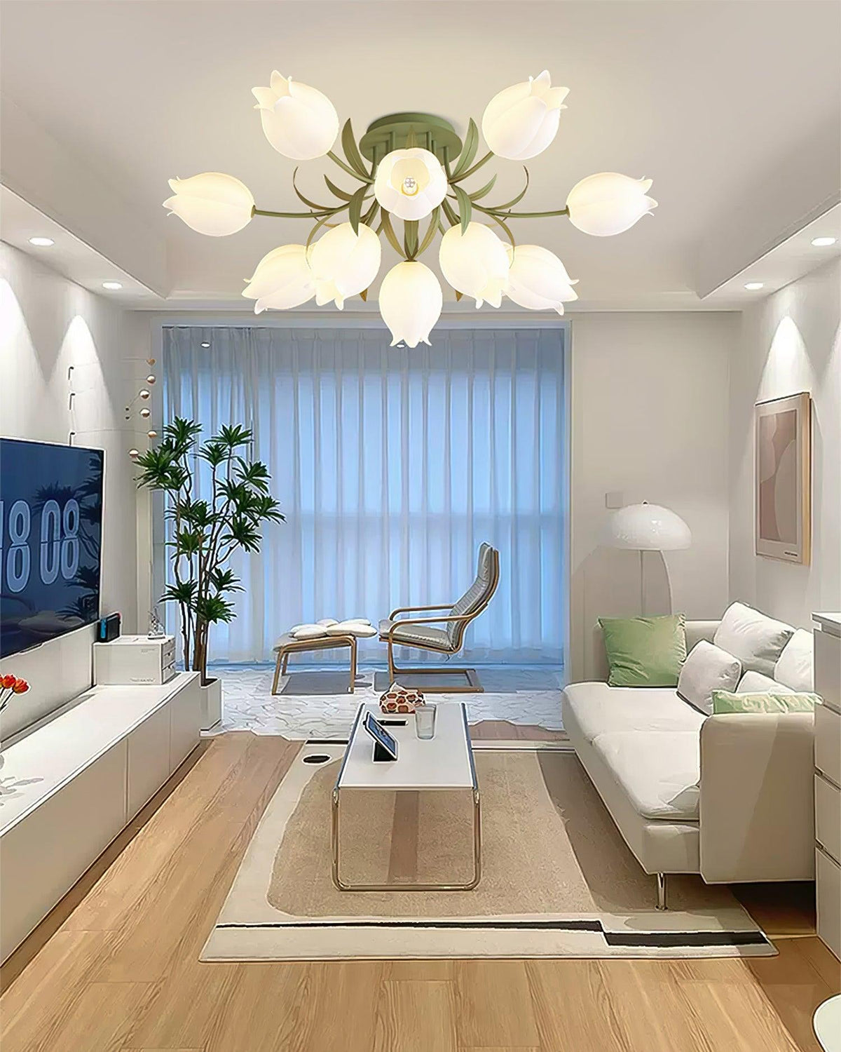 Lámpara de techo de flores Campiña en un salón luminoso – imagen 5