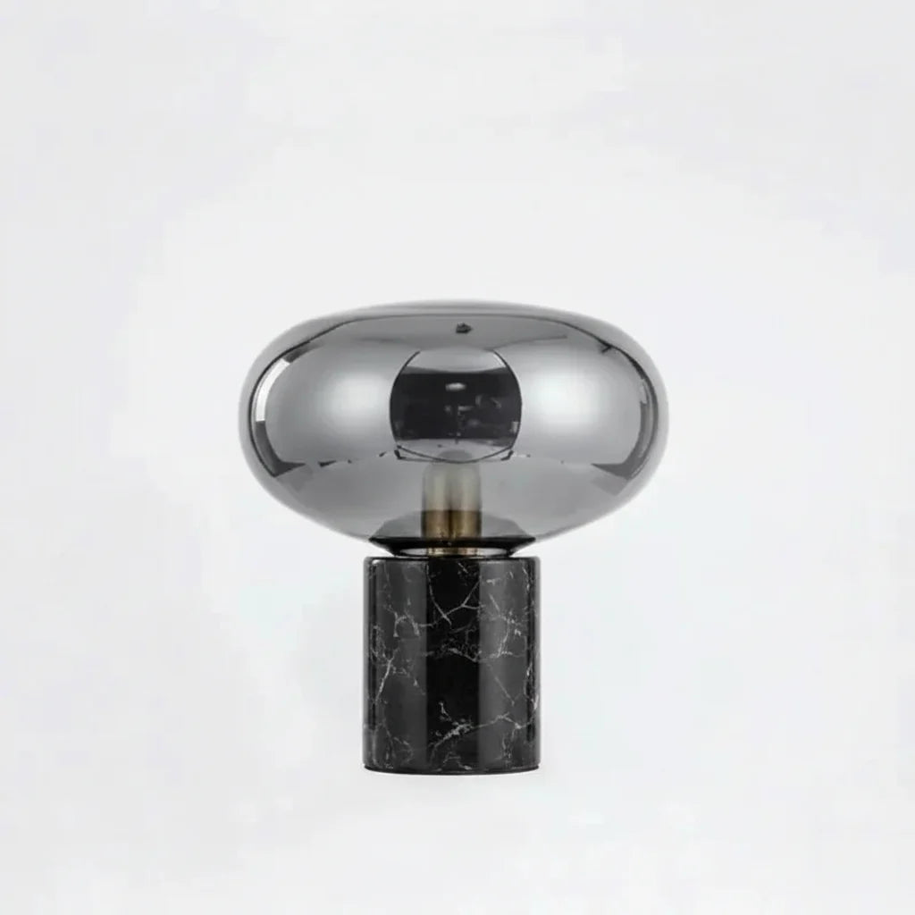 Lámpara de mesa de mármol y cristal Kupola – con globo gris ahumado
