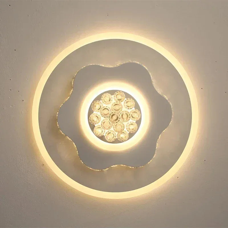 Plafón LED redondo con cristal Cristea – vista frontal de la flor de cristal