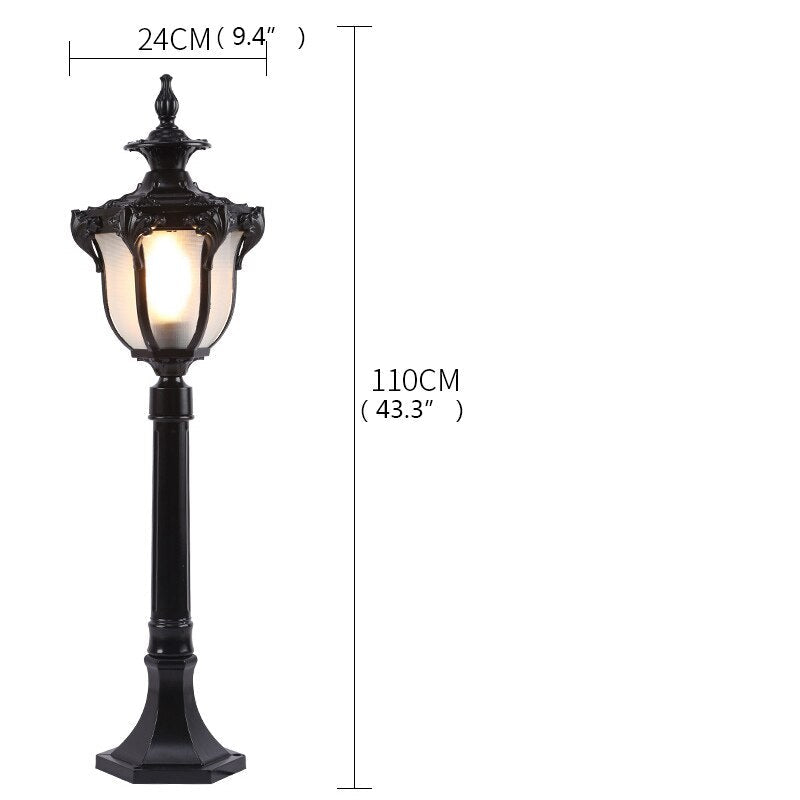 Farola de jardín Julara – negra de 110 cm con medidas