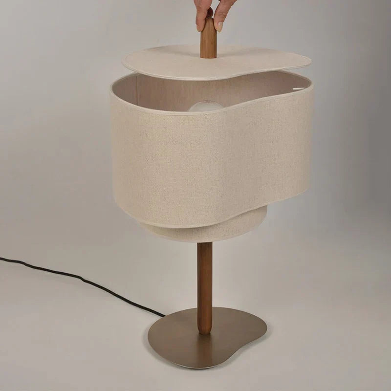 Lámpara de mesa wabi sabi Tapela – tapa levantada para cambiar la bombilla