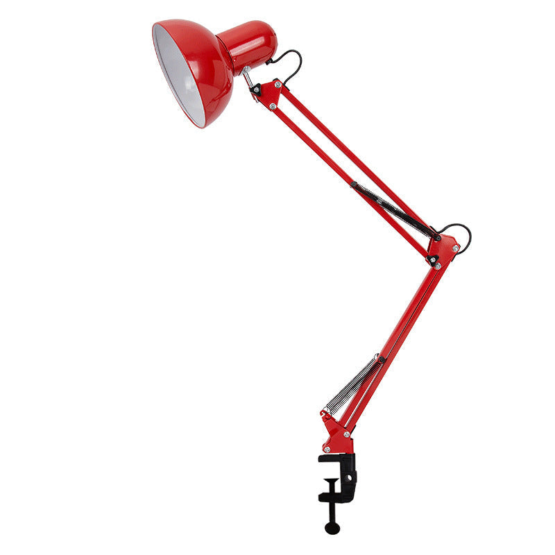 Lámpara de escritorio articulada Flexora – versión roja con brazo articulado y pinza