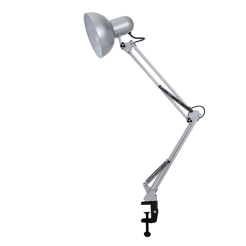 Lámpara de escritorio articulada Flexora – versión plateada con brazo articulado y pinza
