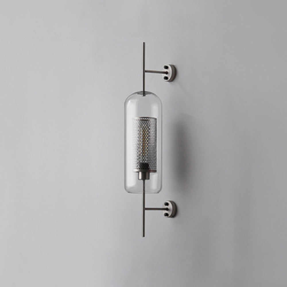 Atria: Aplique de Pared Geométrico Industrial de Metal y Vidrio – Cobre/Plateado